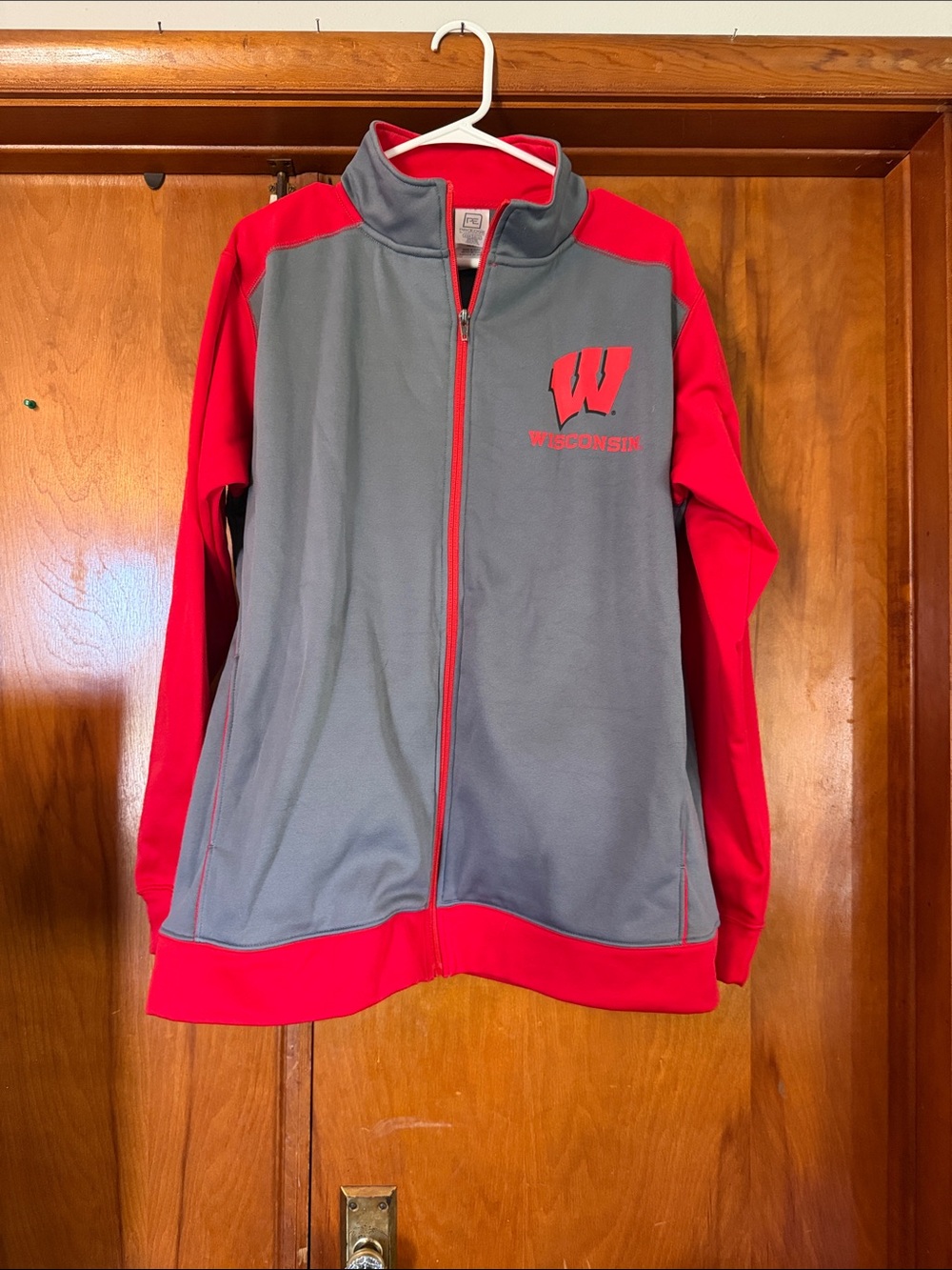 Pro Edge Women's Gray and Red Utility Jacket - Wisconsin W Logo